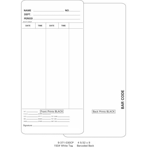 9-371-030CP Time Cards (Pack of 1000's $74.00)